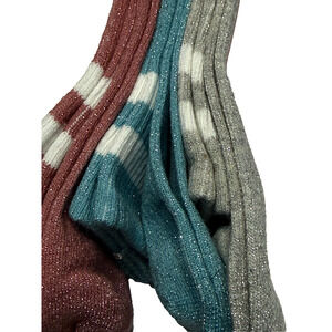 Women’s Ankle Glitter Socks Rose Aqua Silver 3 pack fit 5-8